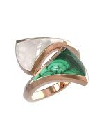 Кольцо из золота c малахитом и перламутром