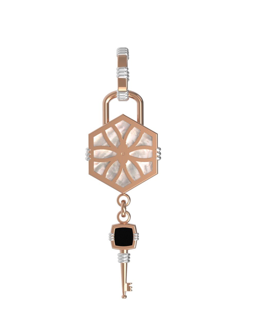 Подвеска из золота c ониксом и перламутром