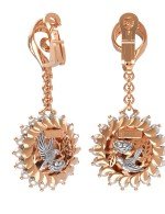 Серьги из золота c эмалью и жемчугом