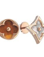 Серьги из золота c тигровым глазом и перламутром