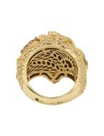 Кольцо из лимонного золота c эмалью и янтарём