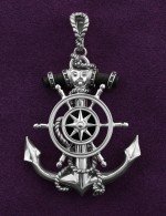 Подвеска из белого золота c ониксом и эбеновым деревом