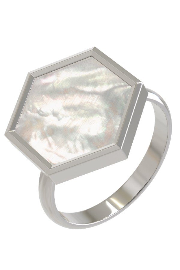 Кольцо из белого золота c перламутром