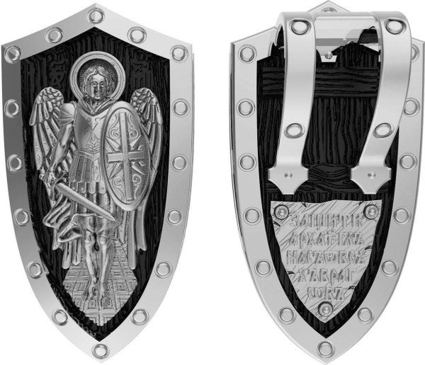 Образок из белого золота c эбеновым деревом