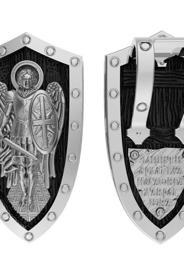 Образок из белого золота c эбеновым деревом