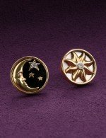 Серьги из золота c бриллиантами, ониксом и перламутром