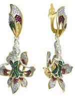 Серьги из лимонного золота c фианитом