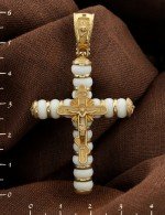 Крест из лимонного золота c агатом