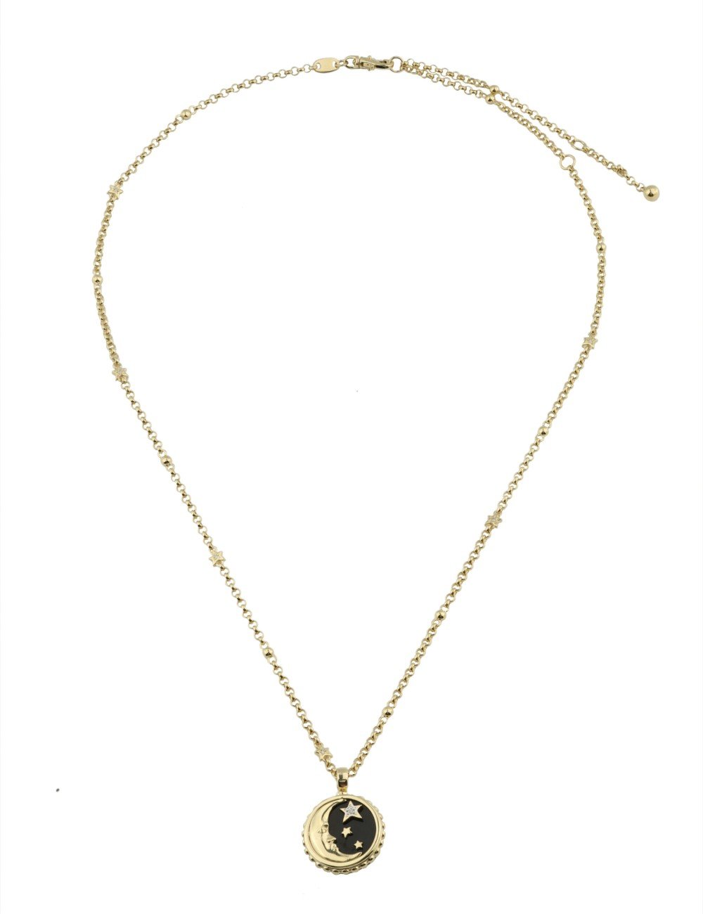 Колье из лимонного золота c бриллиантами, ониксом и перламутром