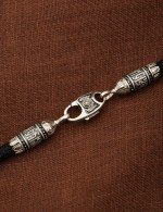 Гайтан из белого золота 585 пробы c шёлковым шнурком