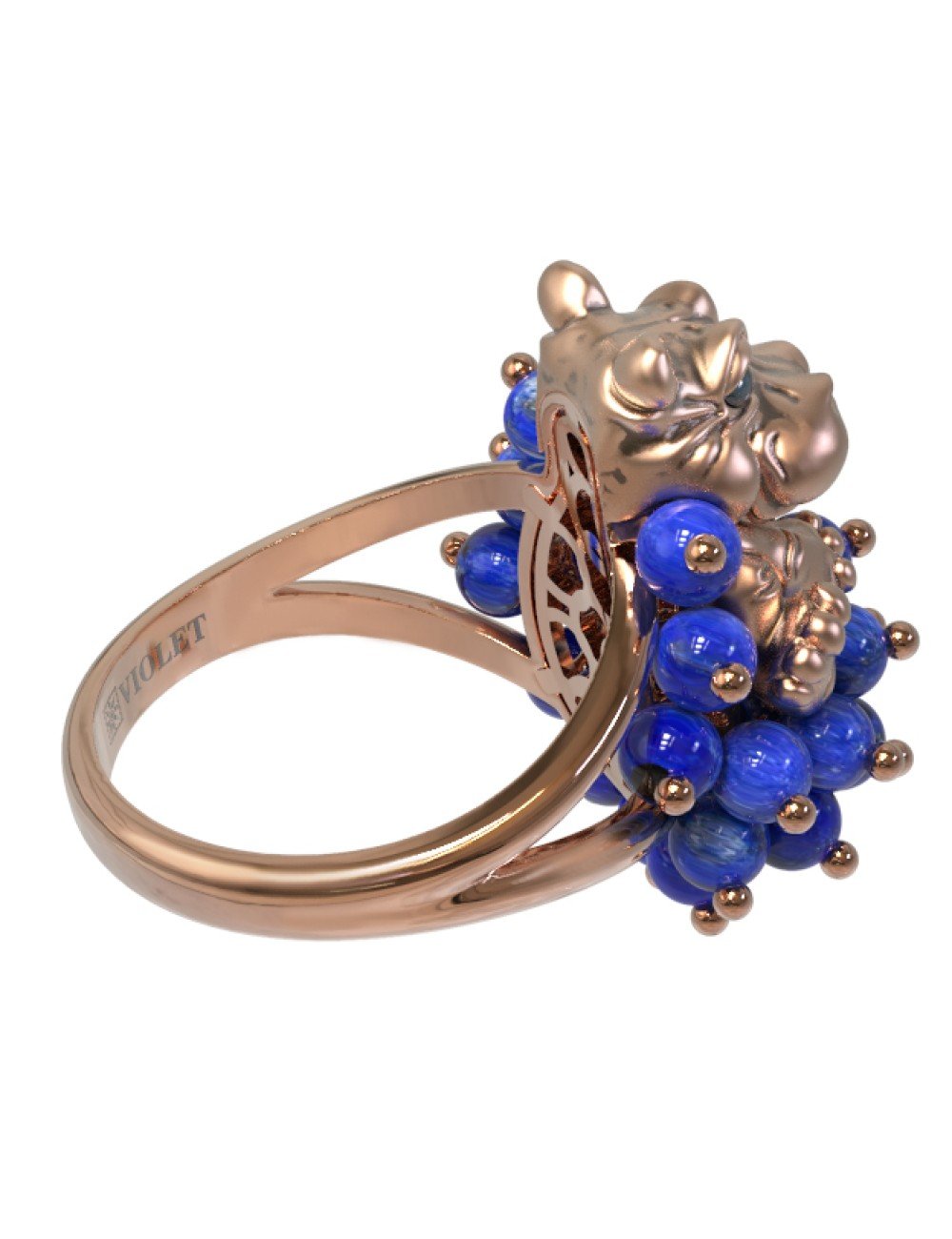 Кольцо из золота c эмалью и лазуритом