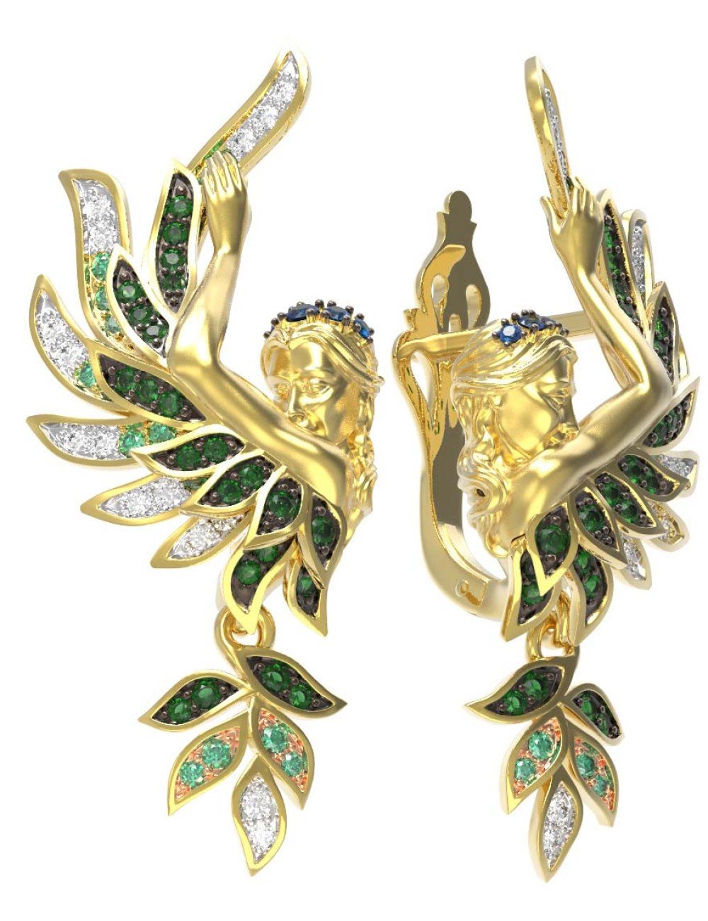 Серьги из лимонного золота c фианитом