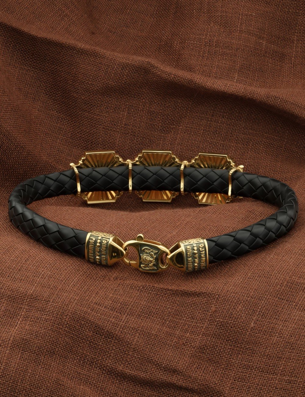 Браслет из лимонного золота c шнурком