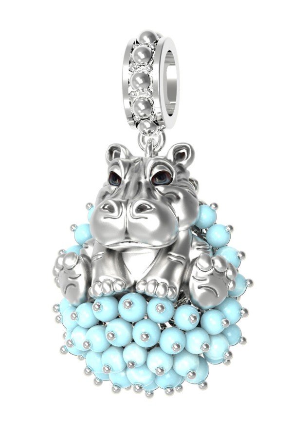 Подвеска из белого золота c эмалью и бирюзой