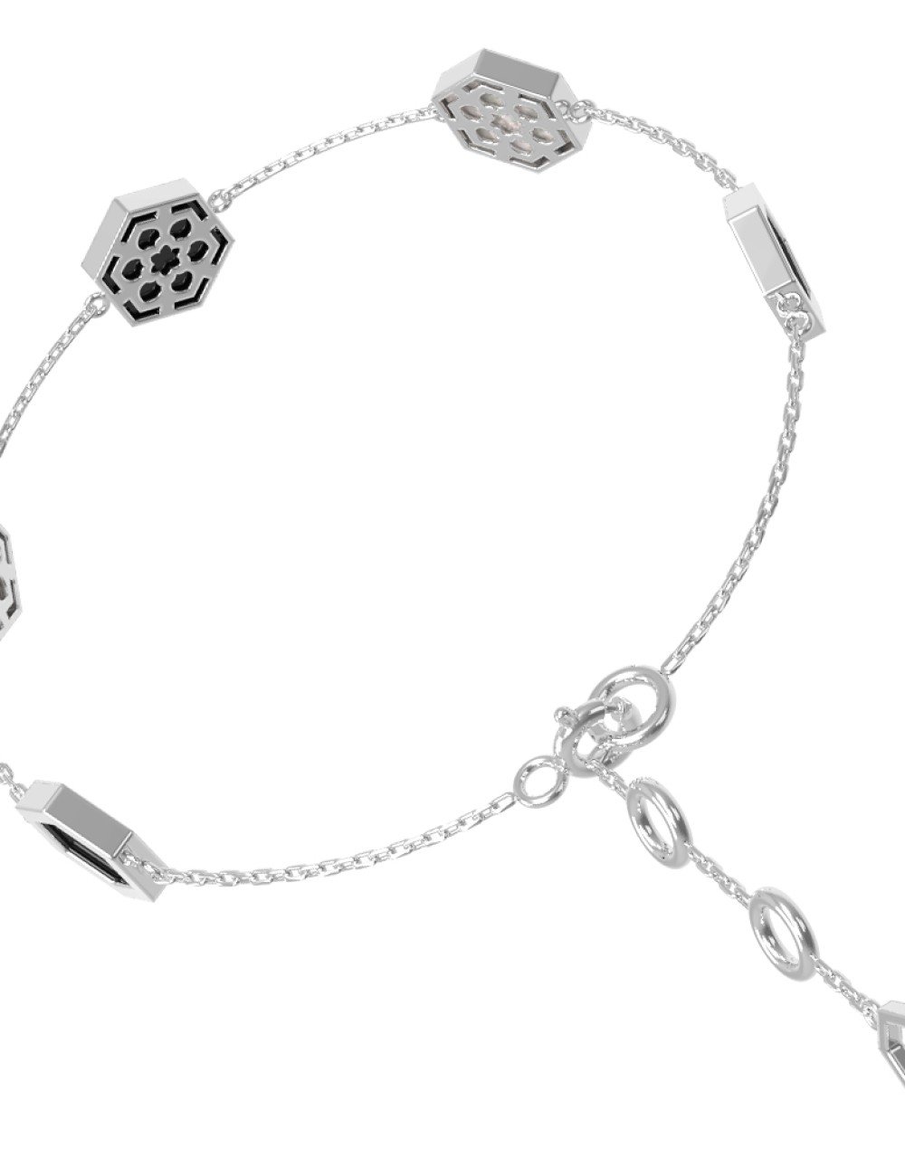 Браслет из белого золота c ониксом и перламутром