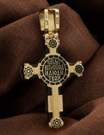 Крест из лимонного золота c эмалью и эбеновым деревом