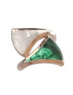 Кольцо из золота c малахитом и перламутром