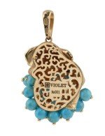 Подвеска из золота c эмалью и бирюзой