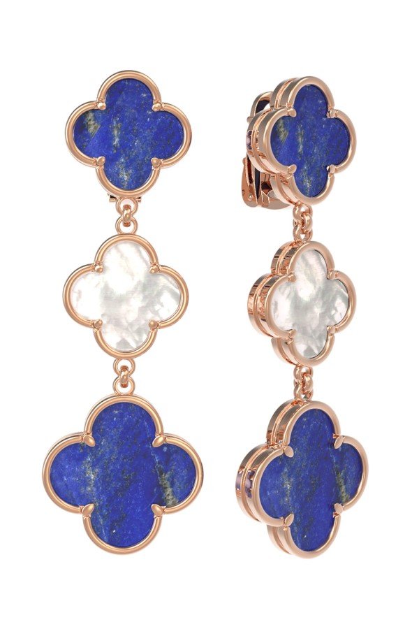 Серьги из золота c лазуритом и перламутром