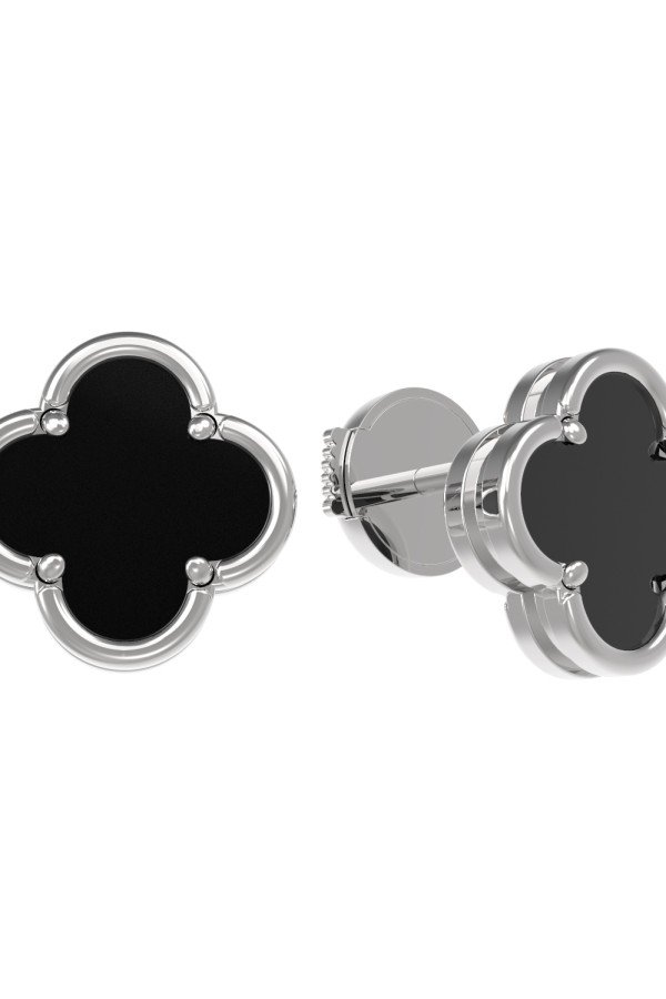 Серьги из белого золота c ониксом