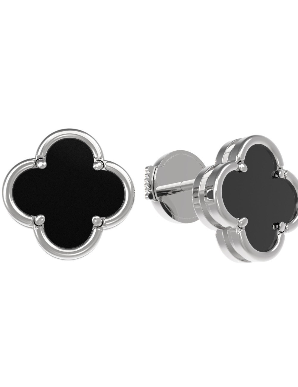 Серьги из белого золота c ониксом