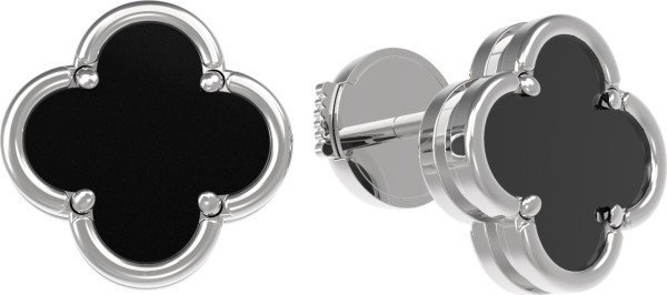 Серьги из белого золота c ониксом