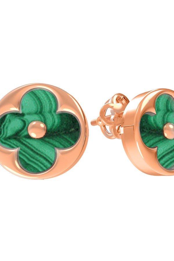 Серьги из золота c малахитом