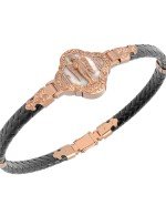 Браслет из золота c шнурком и перламутром