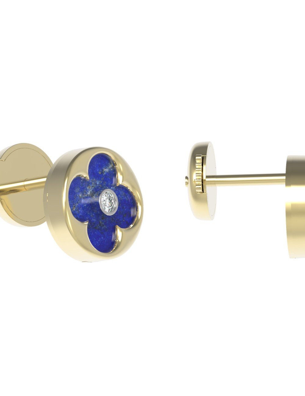 Серьги из лимонного золота c бриллиантами и лазуритом