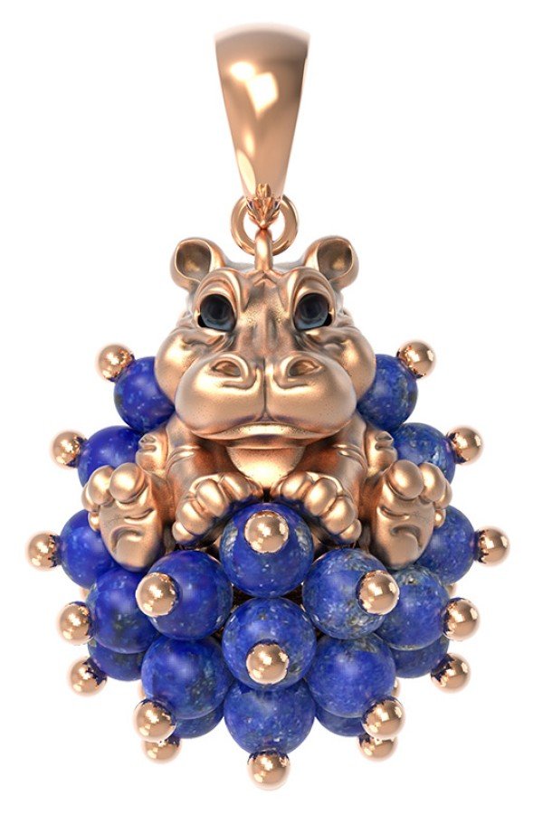 Подвеска из золота c эмалью и лазуритом