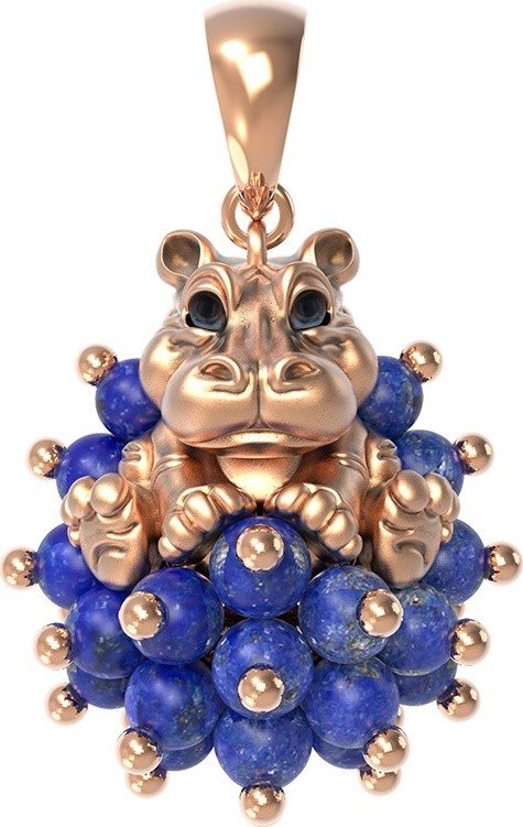 Подвеска из золота c эмалью и лазуритом