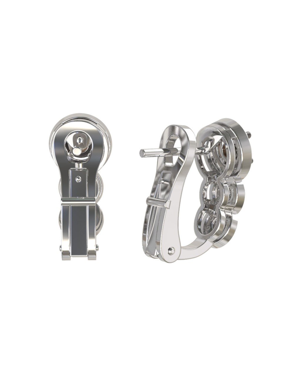 Серьги из белого золота c бриллиантами и сапфиром