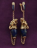 Серьги из лимонного золота c эмалью и лазуритом