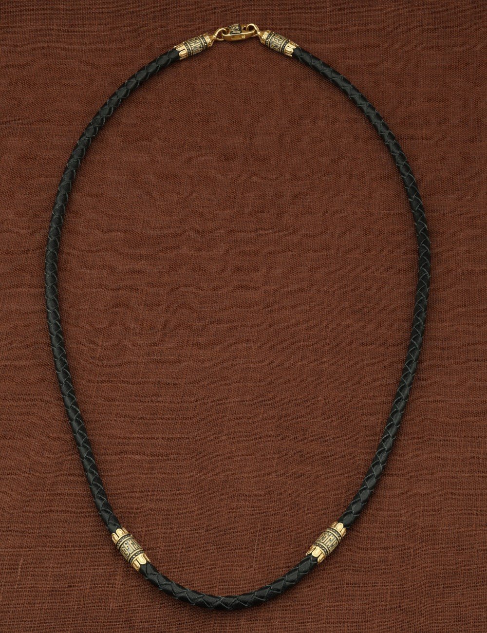 Гайтан из лимонного золота c кожаным шнурком