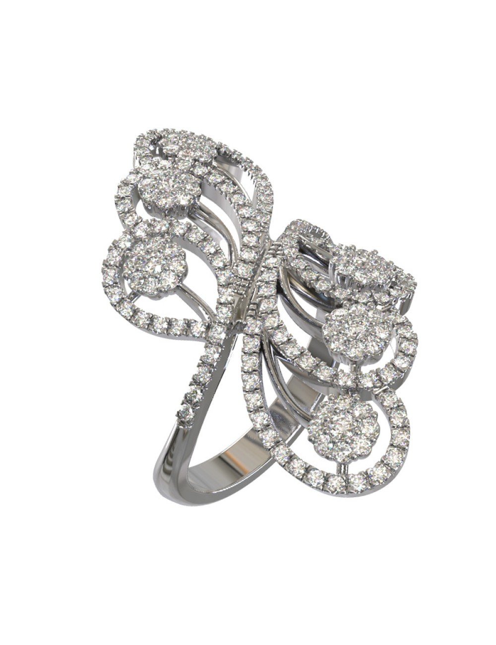 Кольцо из белого золота c бриллиантами