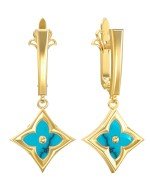 Серьги из лимонного золота c бирюзой