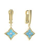 Серьги из лимонного золота c бриллиантами и бирюзой