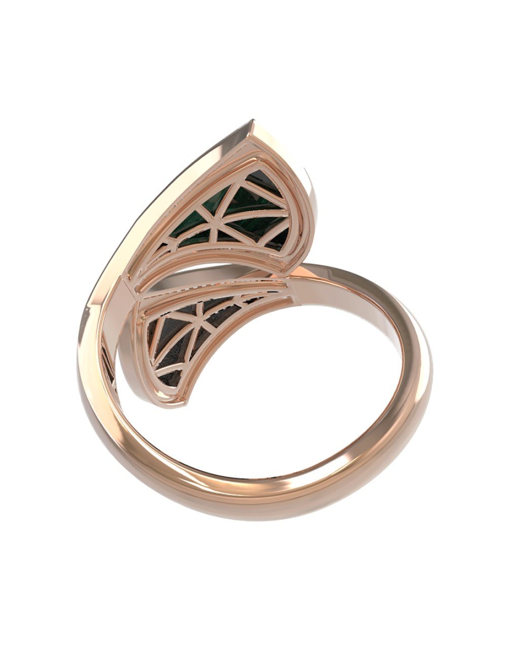 Кольцо из золота c малахитом и перламутром