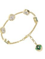 Браслет из лимонного золота c бриллиантами, малахитом и перламутром