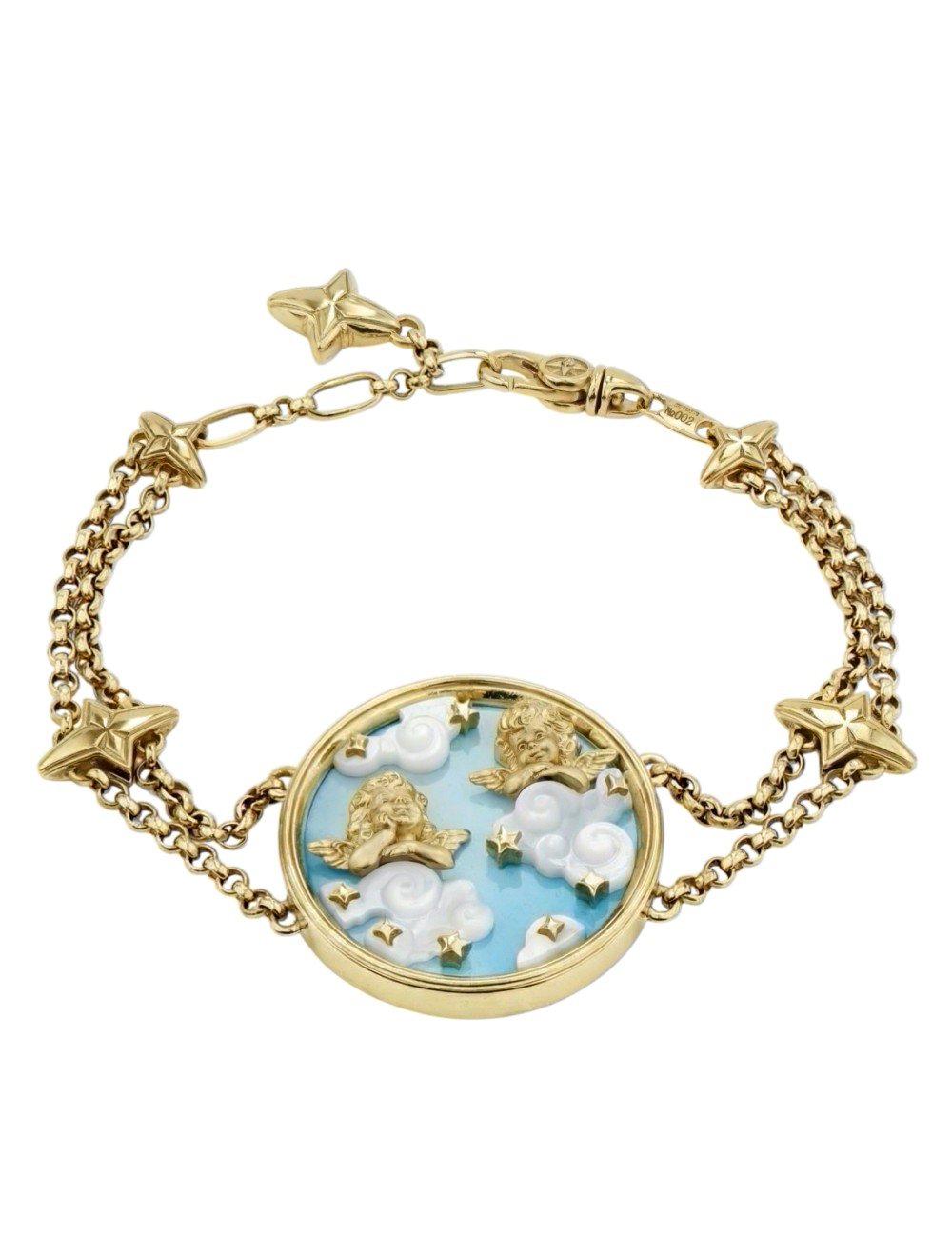 Браслет из лимонного золота c бирюзой и перламутром