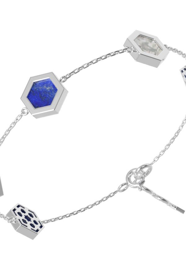 Браслет из белого золота c лазуритом и перламутром