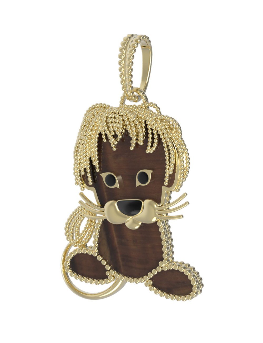 Подвеска из лимонного золота c эмалью и тигровым глазом