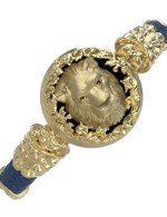 Браслет из лимонного золота c эмалью, кожаным шнурком и ониксом