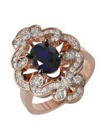 Кольцо из золота c бриллиантами и сапфиром