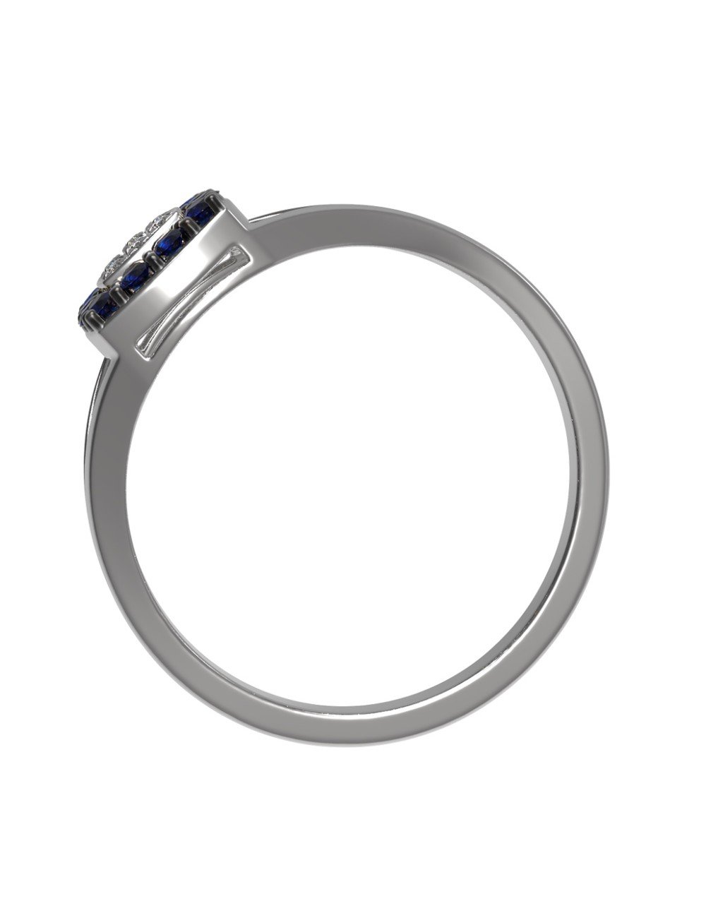 Кольцо из белого золота c бриллиантами и сапфиром