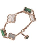 Браслет из золота c малахитом и перламутром