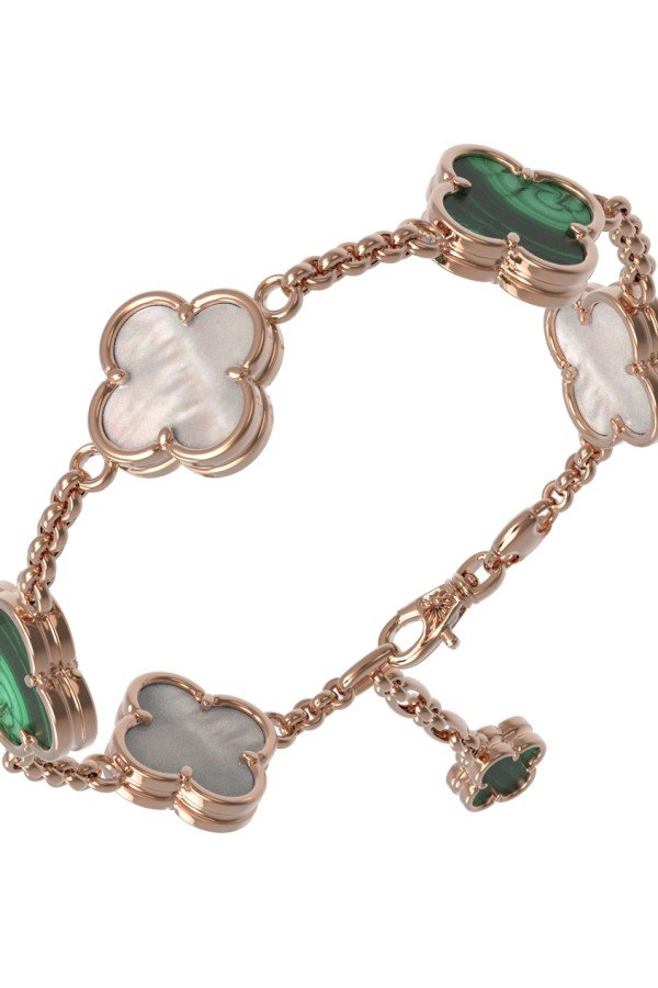 Браслет из золота c малахитом и перламутром