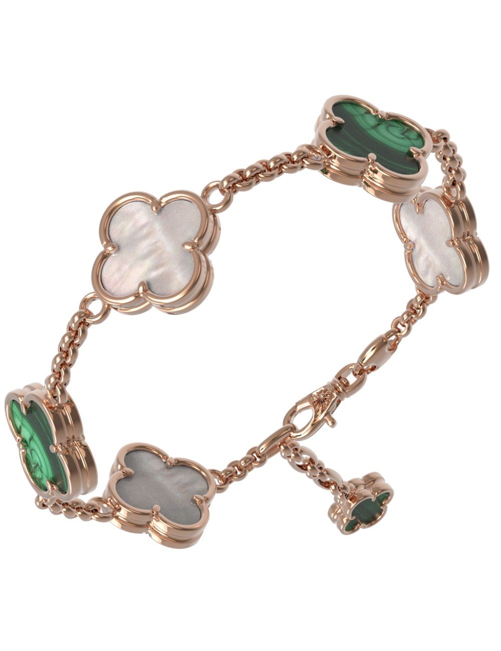 Браслет из золота c малахитом и перламутром