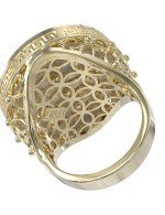 Кольцо из лимонного золота c эмалью и перламутром