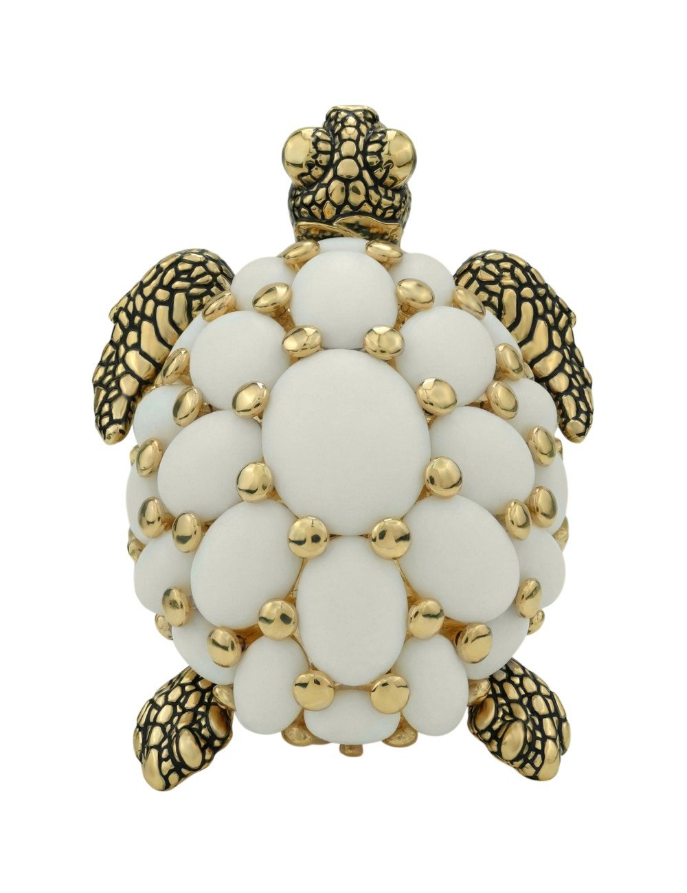 Кольцо из лимонного золота c эмалью и бивнем мамонта